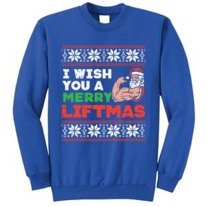 I Wish Merry Liftmas Ugly Christmas Gym Santa Gift Sweatshirt