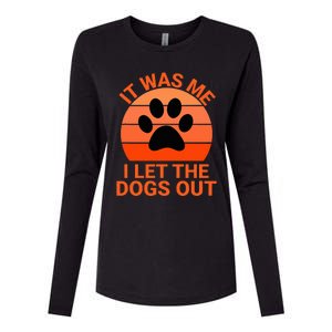 It Was Me I Let The Dogs Out Orange Sunset Paw Print Womens Cotton Relaxed Long Sleeve T-Shirt