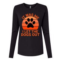 It Was Me I Let The Dogs Out Orange Sunset Paw Print Womens Cotton Relaxed Long Sleeve T-Shirt