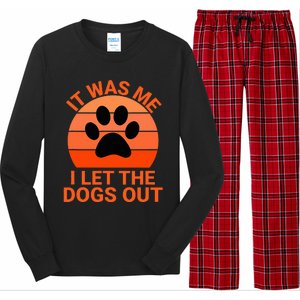 It Was Me I Let The Dogs Out Orange Sunset Paw Print Long Sleeve Pajama Set