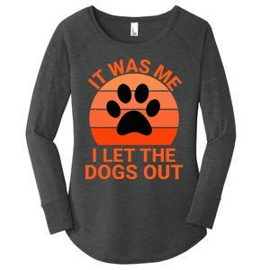 It Was Me I Let The Dogs Out Orange Sunset Paw Print Women's Perfect Tri Tunic Long Sleeve Shirt