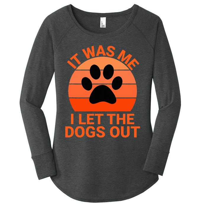 It Was Me I Let The Dogs Out Orange Sunset Paw Print Women's Perfect Tri Tunic Long Sleeve Shirt