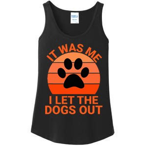 It Was Me I Let The Dogs Out Orange Sunset Paw Print Ladies Essential Tank