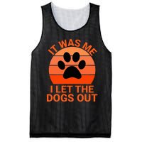 It Was Me I Let The Dogs Out Orange Sunset Paw Print Mesh Reversible Basketball Jersey Tank