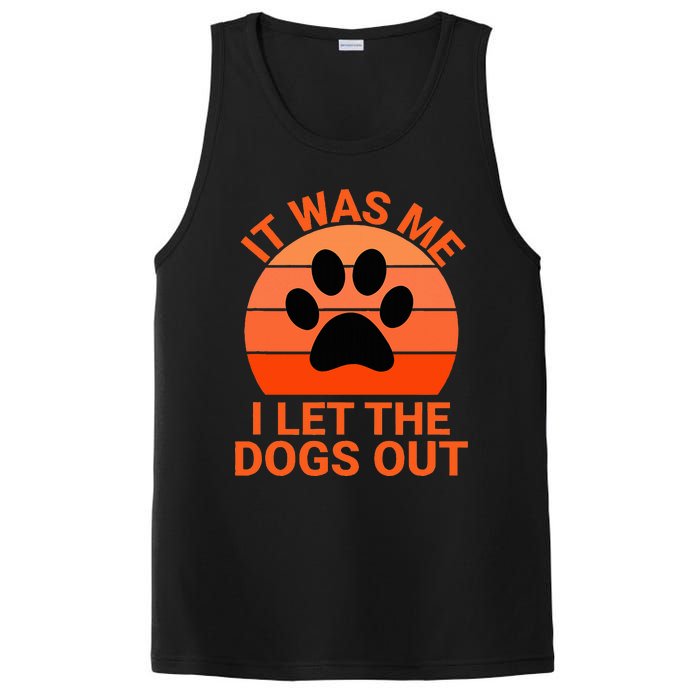 It Was Me I Let The Dogs Out Orange Sunset Paw Print PosiCharge Competitor Tank