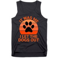 It Was Me I Let The Dogs Out Orange Sunset Paw Print Tank Top