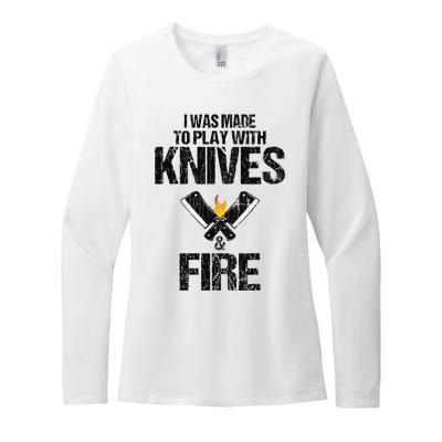 I Was Made To Play With Knives Fun Cook Chef Cooking Graphic Womens CVC Long Sleeve Shirt