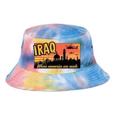 Iraq Where Memories Are Made Oif Military Tourist Retro Tie Dye Newport Bucket Hat