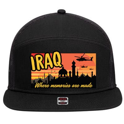 Iraq Where Memories Are Made Oif Military Tourist Retro 7 Panel Mesh Trucker Snapback Hat