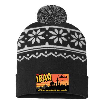 Iraq Where Memories Are Made Oif Military Tourist Retro USA-Made Snowflake Beanie