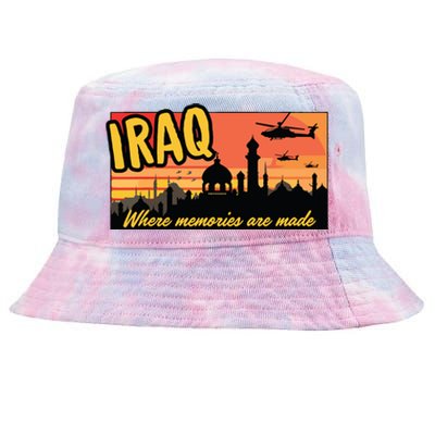 Iraq Where Memories Are Made Oif Military Tourist Retro Tie-Dyed Bucket Hat