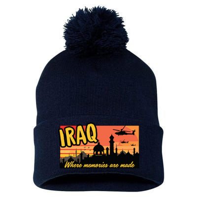 Iraq Where Memories Are Made Oif Military Tourist Retro Pom Pom 12in Knit Beanie