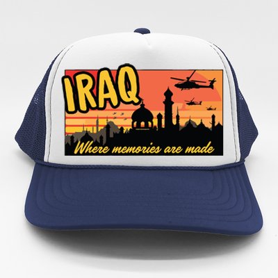 Iraq Where Memories Are Made Oif Military Tourist Retro Trucker Hat