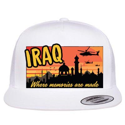 Iraq Where Memories Are Made Oif Military Tourist Retro Flat Bill Trucker Hat