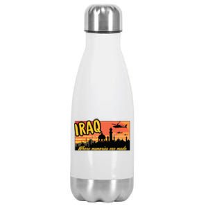 Iraq Where Memories Are Made Oif Military Tourist Retro Stainless Steel Insulated Water Bottle