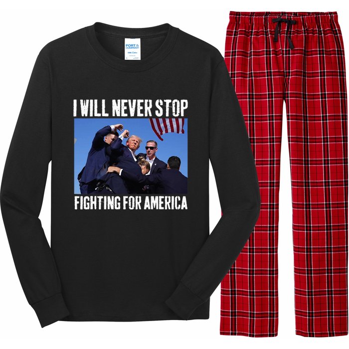 I Will Never Stop Fighting For America Trump Long Sleeve Pajama Set