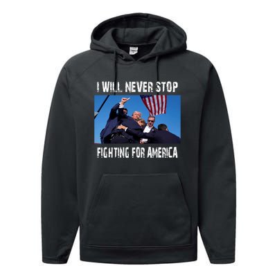 I Will Never Stop Donald Trump Supporter Assassination Performance Fleece Hoodie