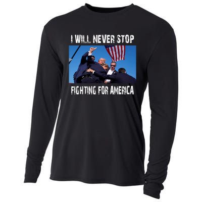 I Will Never Stop Donald Trump Supporter Assassination Cooling Performance Long Sleeve Crew