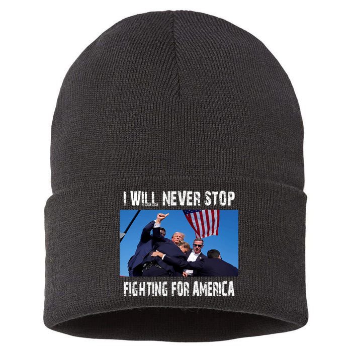 I Will Never Stop Donald Trump Supporter Assassination Sustainable Knit Beanie