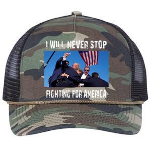 I Will Never Stop Donald Trump Supporter Assassination Retro Rope Trucker Hat Cap