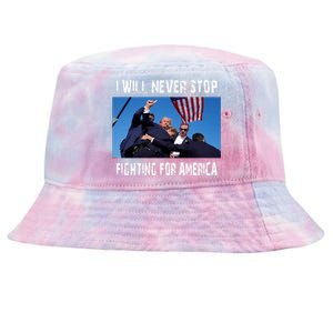 I Will Never Stop Donald Trump Supporter Assassination Tie-Dyed Bucket Hat