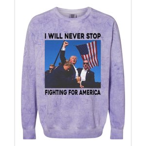 I Will Never Stop Fighting For America Colorblast Crewneck Sweatshirt