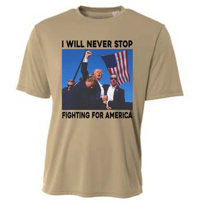 I Will Never Stop Fighting For America Cooling Performance Crew T-Shirt