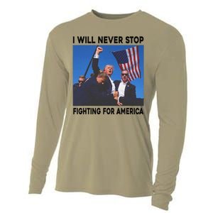 I Will Never Stop Fighting For America Cooling Performance Long Sleeve Crew