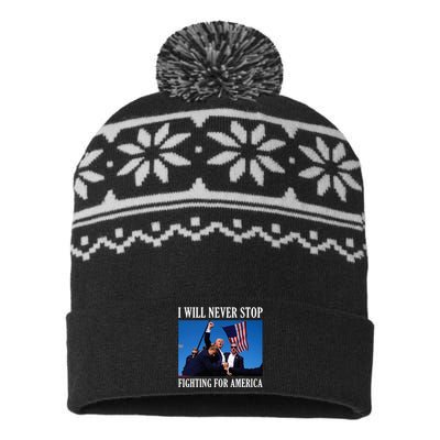 I Will Never Stop Fighting For America USA-Made Snowflake Beanie