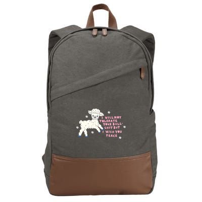 I Will Not Tolerate Your Bull Shit But I Wish You Peace Cotton Canvas Backpack