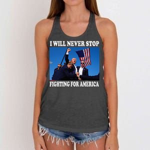 I Will Never Stop Fighting For America Women's Knotted Racerback Tank