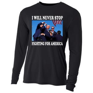 I Will Never Stop Fighting For America Cooling Performance Long Sleeve Crew