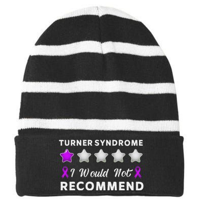 I Would Not Recommend Funny Turner Syndrome Awareness Gift Striped Beanie with Solid Band