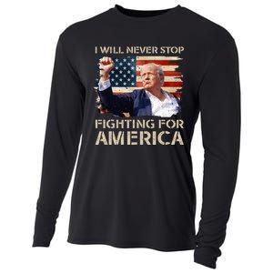 I Will Never Stop Fighting For America Trump Strong Cooling Performance Long Sleeve Crew