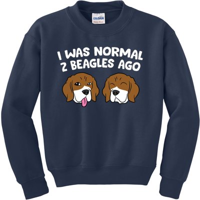 I Was Normal 2 Beagles Ago Funny Beagle Puppies Beagle Dog Kids Sweatshirt