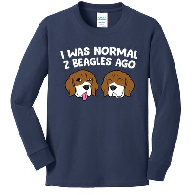 I Was Normal 2 Beagles Ago Funny Beagle Puppies Beagle Dog Kids Long Sleeve Shirt