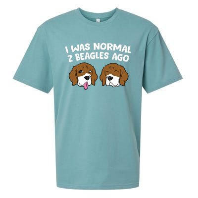 I Was Normal 2 Beagles Ago Funny Beagle Puppies Beagle Dog Sueded Cloud Jersey T-Shirt