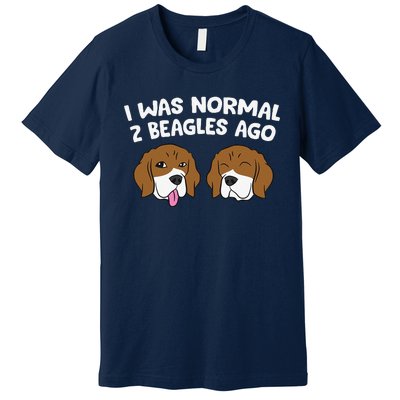 I Was Normal 2 Beagles Ago Funny Beagle Puppies Beagle Dog Premium T-Shirt