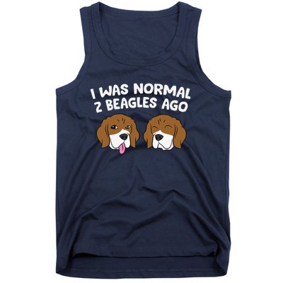 I Was Normal 2 Beagles Ago Funny Beagle Puppies Beagle Dog Tank Top