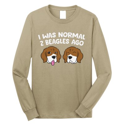 I Was Normal 2 Beagles Ago Funny Beagle Puppies Beagle Dog Long Sleeve Shirt