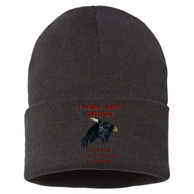 I Will Not Comply Anti Vaccine Mandate Anti Biden Sustainable Knit Beanie