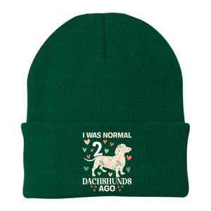 I Was Normal 2 Dachshunds Ago Floral Dachshund Dogs Lovers Knit Cap Winter Beanie