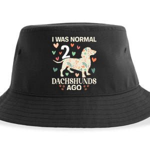 I Was Normal 2 Dachshunds Ago Floral Dachshund Dogs Lovers Sustainable Bucket Hat