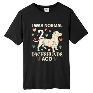 I Was Normal 2 Dachshunds Ago Floral Dachshund Dogs Lovers Tall Fusion ChromaSoft Performance T-Shirt