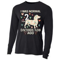 I Was Normal 2 Dachshunds Ago Floral Dachshund Dogs Lovers Cooling Performance Long Sleeve Crew