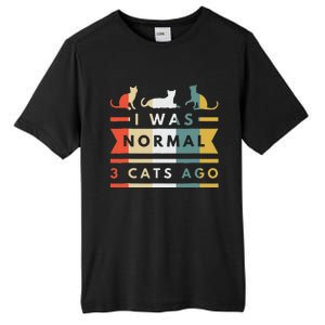 I Was Normal Three Cats Ago Funny Cat Lover Tall Fusion ChromaSoft Performance T-Shirt