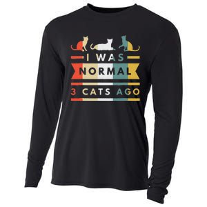 I Was Normal Three Cats Ago Funny Cat Lover Cooling Performance Long Sleeve Crew