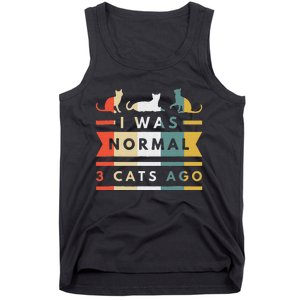 I Was Normal Three Cats Ago Funny Cat Lover Tank Top