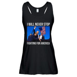 I Will Never Stop Fighting For America Trump Quote Ladies Essential Flowy Tank