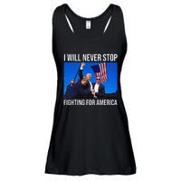 I Will Never Stop Fighting For America Trump Quote Ladies Essential Flowy Tank